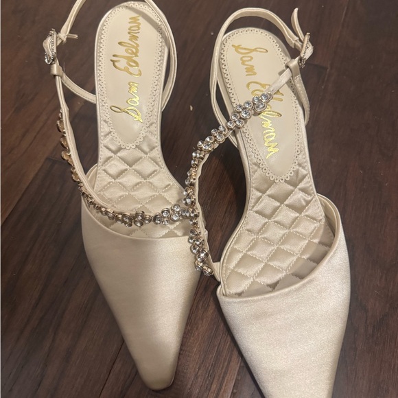 Sam Edelman Shoes - Sam Edelman Beige Embellished Heels